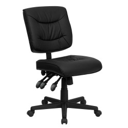 Mid-Back Black Leather Multi-Functional Task Chair