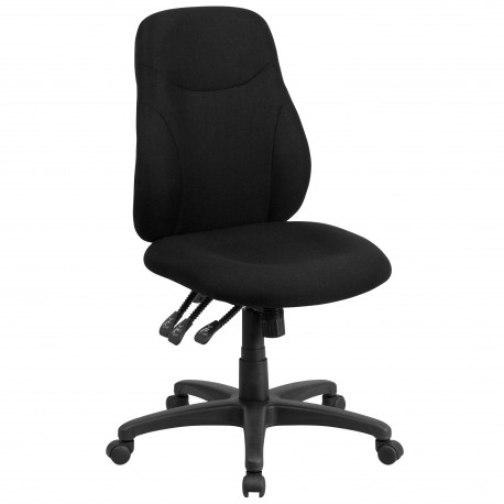 Mid-Back Black Fabric Multi-Functional Ergonomic Chair