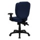 Mid-Back Navy Blue Fabric Multi-Functional Ergonomic Task Chair with Arms