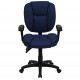 Mid-Back Navy Blue Fabric Multi-Functional Ergonomic Task Chair with Arms