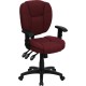 Mid-Back Burgundy Fabric Multi-Functional Ergonomic Task Chair with Arms