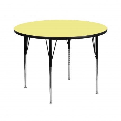 42'' Round Activity Table with Yellow Thermal Fused Laminate Top and Standard Height Adjustable Legs
