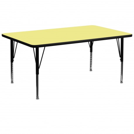 30''W x 72''L Rectangular Activity Table with Yellow Thermal Fused Laminate Top and Height Adjustable Pre-School Legs
