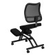 Mobile Ergonomic Kneeling Chair with Black Curved Mesh Back and Fabric Seat