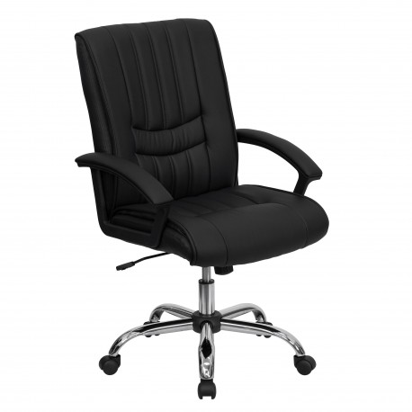 Mid-Back Black Leather Manager's Chair