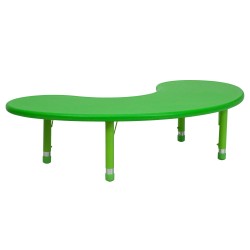 35''W x 65''L Height Adjustable Half-Moon Green Plastic Activity Table