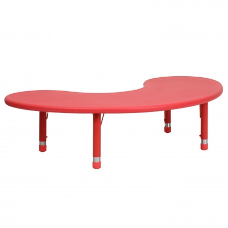35''W x 65''L Height Adjustable Half-Moon Red Plastic Activity Table
