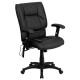 Mid-Back Massaging Black Leather Executive Office Chair
