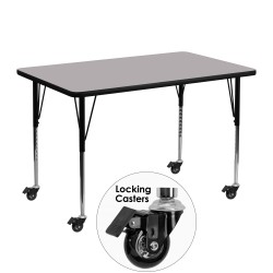 Mobile 30''W x 48''L Rectangular Activity Table with Grey Thermal Fused Laminate Top and Standard Height Adjustable Legs