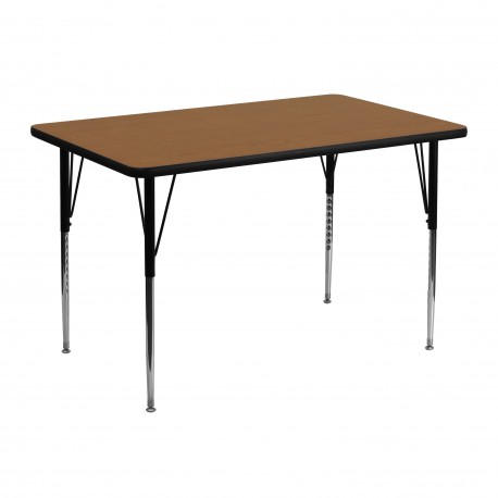 30''W x 48''L Rectangular Activity Table with Oak Thermal Fused Laminate Top and Standard Height Adjustable Legs