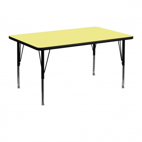 30''W x 48''L Rectangular Activity Table with Yellow Thermal Fused Laminate Top and Height Adjustable Pre-School Legs