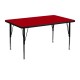 30''W x 48''L Rectangular Activity Table with Red Thermal Fused Laminate Top and Height Adjustable Pre-School Legs