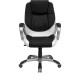 Mid-Back Black and White Leather Executive Swivel Office Chair