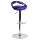 Contemporary Blue Plastic Adjustable Height Bar Stool with Chrome Base