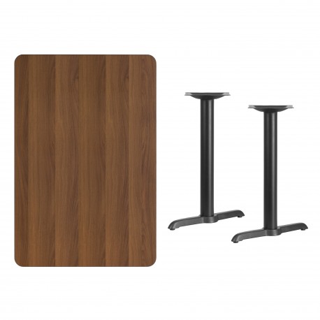 30'' x 45'' Rectangular Walnut Laminate Table Top with 5'' x 22'' Table Height Bases