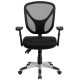Mid-Back Black Mesh Chair with Triple Paddle Control and Height Adjustable Arms