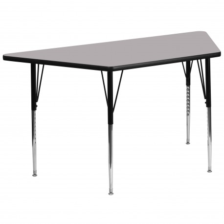 30''W x 60''L Trapezoid Activity Table with Grey Thermal Fused Laminate Top and Standard Height Adjustable Legs