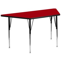 30''W x 60''L Trapezoid Activity Table with Red Thermal Fused Laminate Top and Standard Height Adjustable Legs