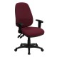 High Back Burgundy Fabric Ergonomic Computer Chair with Height Adjustable Arms