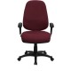 High Back Burgundy Fabric Ergonomic Computer Chair with Height Adjustable Arms