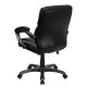 Mid-Back Black Leather Overstuffed Office Chair