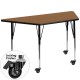 Mobile 30''W x 60''L Trapezoid Activity Table with Oak Thermal Fused Laminate Top and Standard Height Adjustable Legs