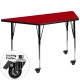 Mobile 30''W x 60''L Trapezoid Activity Table with Red Thermal Fused Laminate Top and Standard Height Adjustable Legs