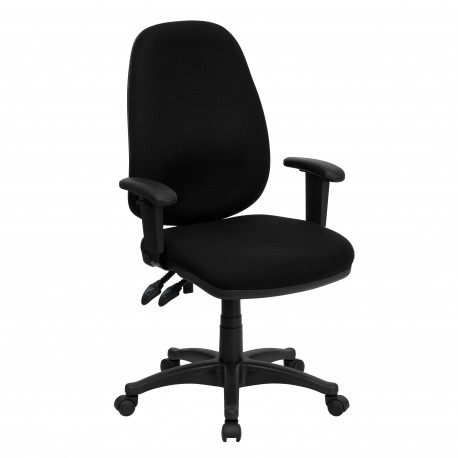 High Back Black Fabric Ergonomic Computer Chair with Height Adjustable Arms