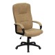 High Back Beige Fabric Executive Office Chair