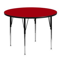 48'' Round Activity Table with Red Thermal Fused Laminate Top and Standard Height Adjustable Legs
