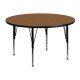 48'' Round Activity Table with Oak Thermal Fused Laminate Top and Height Adjustable Pre-School Legs