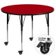 Mobile 48'' Round Activity Table with Red Thermal Fused Laminate Top and Standard Height Adjustable Legs