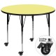 Mobile 48'' Round Activity Table with Yellow Thermal Fused Laminate Top and Standard Height Adjustable Legs