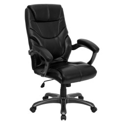 High Back Black Leather Overstuffed Executive Office Chair