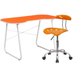 Orange Computer Desk and Tractor Chair