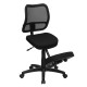 Mobile Ergonomic Kneeling Task Chair with Black Curved Mesh Back and Fabric Seat