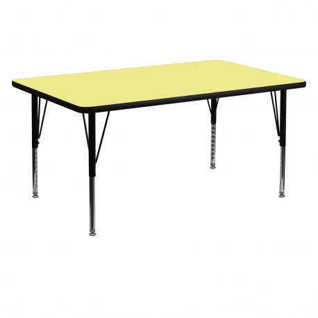 30''W x 60''L Rectangular Activity Table with Yellow Thermal Fused Laminate Top and Height Adjustable Pre-School Legs