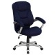 High Back Navy Blue Microfiber Upholstered Contemporary Office Chair