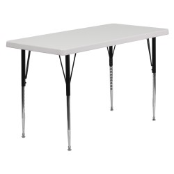 24''W x 48''L Height Adjustable Rectangular Granite White Plastic Activity Table