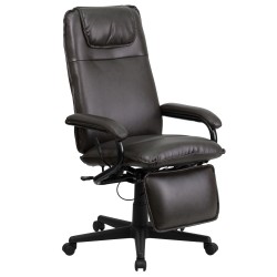 High Back Brown Leather Executive Reclining Office Chair
