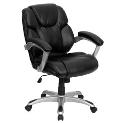 Mid-Back Black Leather Office Task Chair