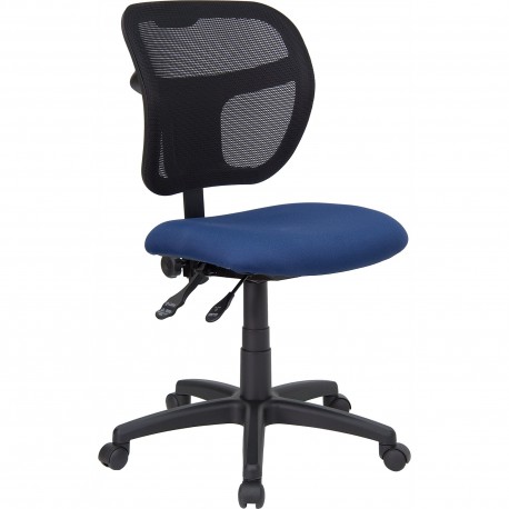 Mid-Back Mesh Task Chair with Navy Blue Fabric Seat