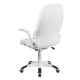 High Back White Leather Executive Office Chair with Flip-Up Arms