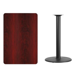 30'' x 45'' Rectangular Mahogany Laminate Table Top with 24'' Round Bar Height Table Base