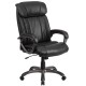 High Back Black Leather Executive Office Chair with White Stich Trim