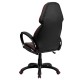 High Back Black Vinyl Executive Office Chair with Red Pipeline Border