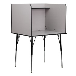Study Carrel with Adjustable Legs and Top Shelf in Nebula Grey Finish