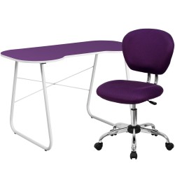 Purple Computer Desk and Mesh Chair