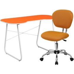 Orange Computer Desk and Mesh Chair
