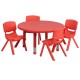 33'' Round Adjustable Red Plastic Activity Table Set with 4 School Stack Chairs